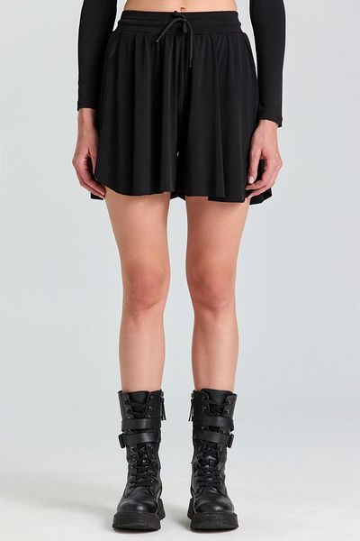 World Fashion Trends Μαύρη ελαστική μέση κοντή φούστα