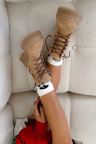 Shoebutik Μπεζ Μπότες Suede - Lazy Model