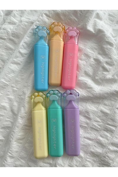 Planet Butik Paw Pastel Color Highlighter Marker Set of 6