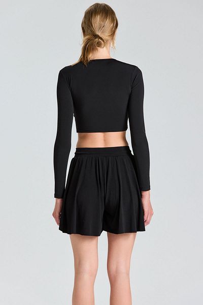 World Fashion Trends Μαύρη ελαστική μέση κοντή φούστα