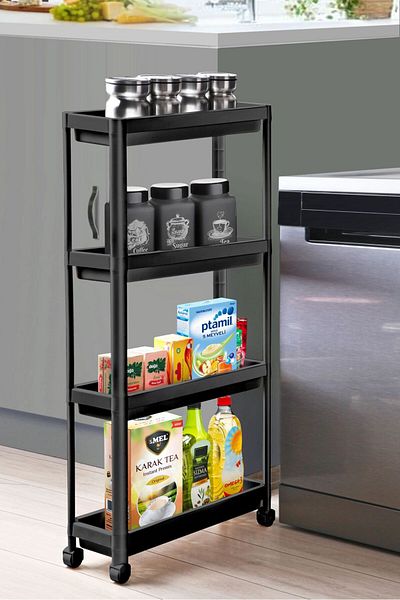 LIUWA 4 tier rack unit with wheels (4KATSLIM)