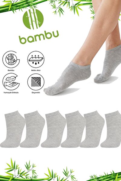 çs socks Unısex 10 Çift Bambu Patik Gri (DİKİŞSİZ)