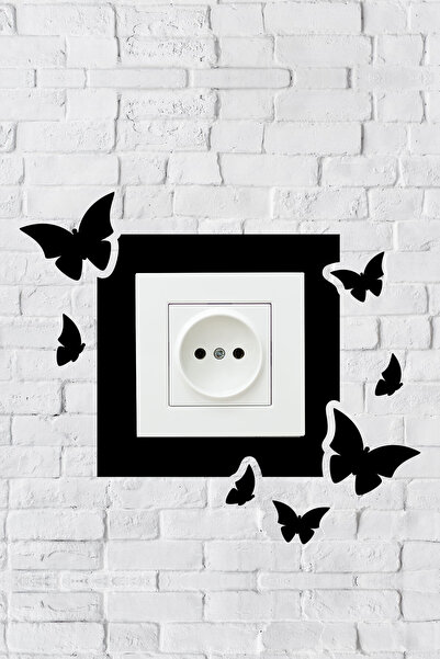 Kelebek Tasarım Priz Çerçevesi (İç Ölçü 8,4x8,4 cm) Dekoratif Priz - Anahtar Çerçevesi