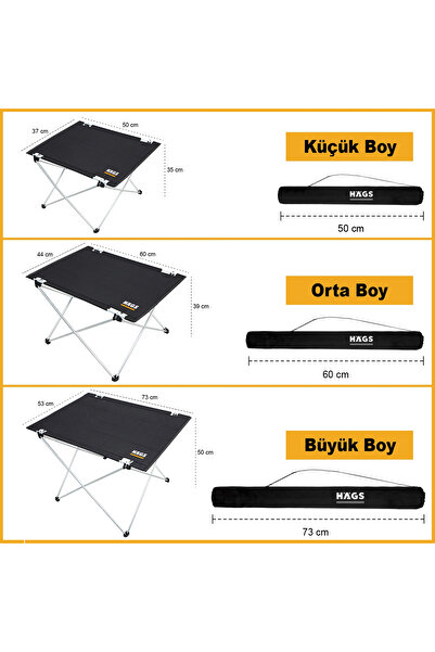 HAEGS Ultralight Katlanır Kamp Masası, Piknik, Plaj Taşınabilir Outdoor Kamp Sehpası küçük Boy- Siyah