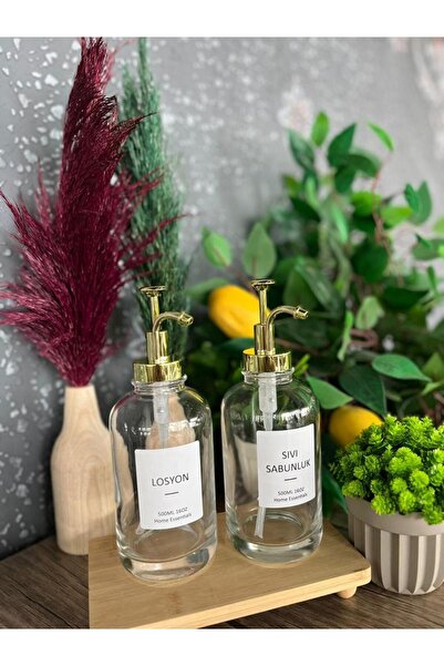 Sele Home Mien Yuvarlak Cam 2 'li Sıvı Sabun&losyon Set