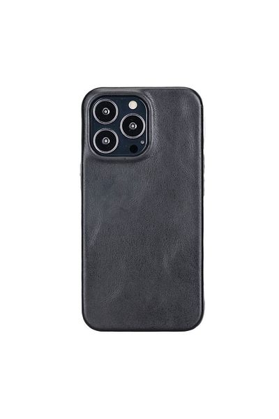 PLM غطاء خلفي جلدي متوافق مع هاتف Apple iPhone 13 Pro ROCK RST1 باللون الأسود