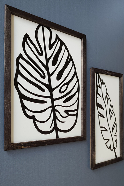 Tooall Table Set with Palm Pattern 3 mm Uv-Print on Mdf