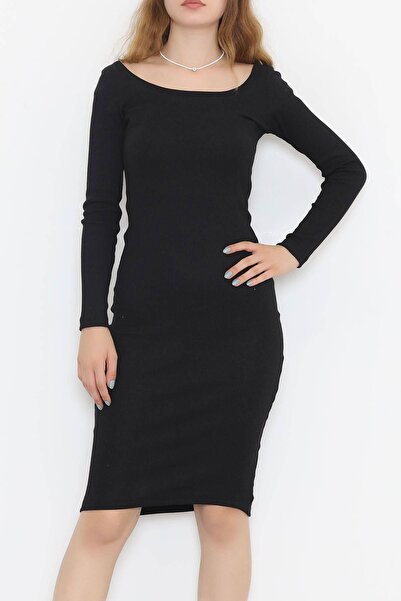 Genel Markalar Kare Yaka Elbise Siyah - 11764.1567. 26