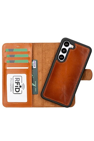 PLM Samsung Galaxy S23 Compatible Leather Wallet Case Rst2Ef Tan