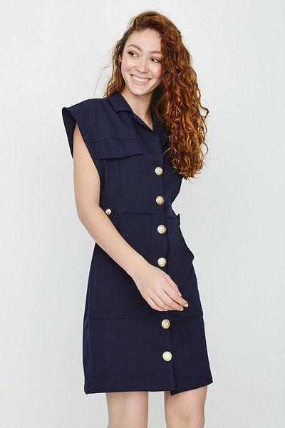 Select Moda Women's Woven Button Detailed Shirt Dress