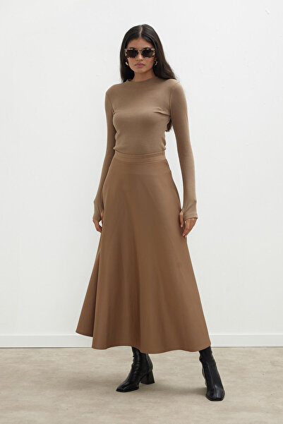 Manuka MIRANDA SCUBA FLASHED SKIRT CAMEL