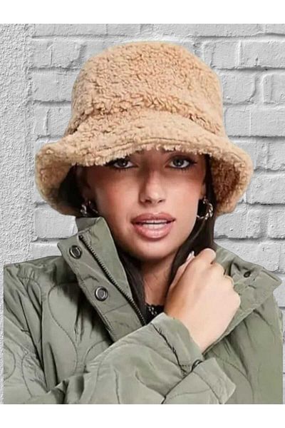 Trenderrs Дамска плюшена шапка тип кофа