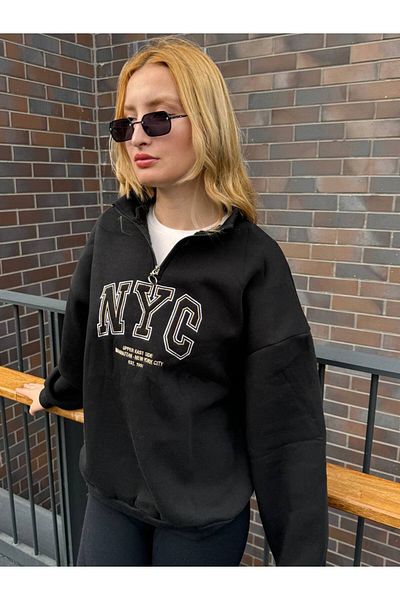 Eke Tekstil БРОДИРАН СУИТШЪТ С ЦИП NYC