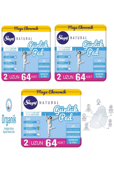 Sleepy günlük ped 2 uzun 64 lü (3 Adet)(8682241201341)