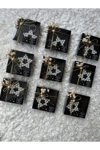 NeşeliAtölyem Hediye Inci Anahtarlık Siyah Kutulu öğretmenler günü Yeni Yıl Yılbaşı Hediyesi