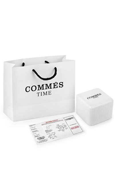 COMMES Deri Kordon Kronometre Ve Takvimli Siyah Rose Gold Renk Unisex Klasik Kol Saati Cm1903d-brbr