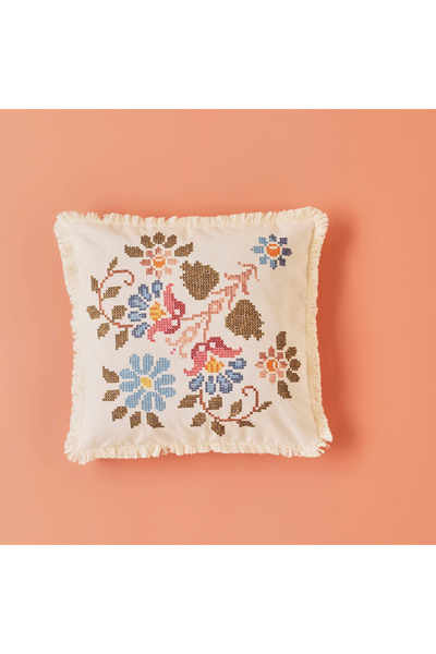 Bella Maison Бяла възглавница с винтидж принт (43x43 см)