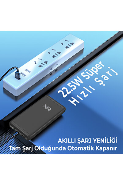 Bix Bxpb107 10000mah 20w Pd Type-c Usb-a Scp 22.5w Qc 3.0 18w Çift Çıkışlı Led Ekranlı Powerbank Siyah