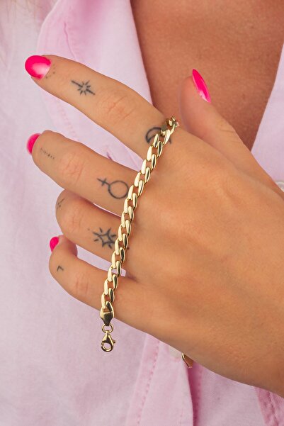 KazarKuyumculuk 14 Ayar Altın Gurmet Küba Zincir Bileklik