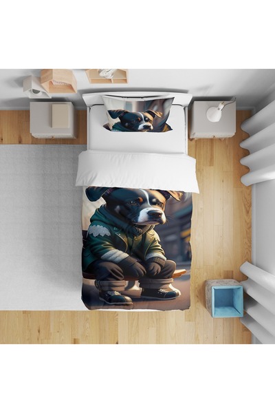 Fortek Home SET DE HUSĂ DE PAT PENTRU O PERSONE CU PRINTARE DIGITALĂ 3D (FĂRĂ...