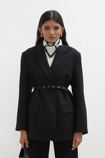 Manuka GÜRTEL-BLAZER-JACKE SCHWARZ
