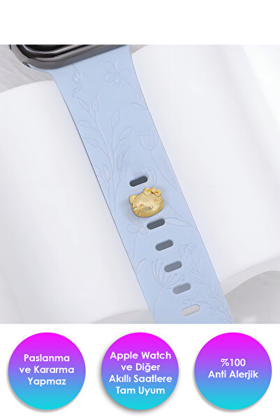 BP Tattoo Apple Watch Uyumlu Kedicik Figürlü Charm Kordon Aksesuar Akıllı Saat Pini
