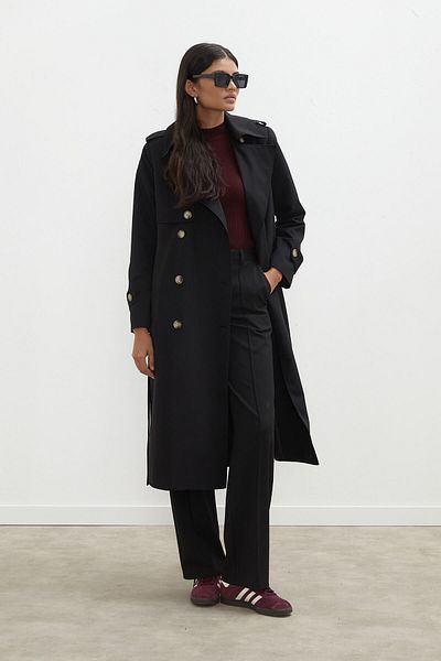 Manuka Trench DIANA DUBLU FIT NEGRU