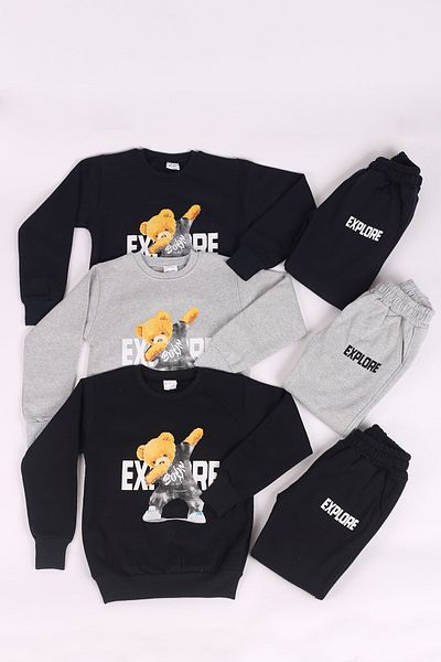 COSBA kids wear Σετ φόρμας αθλητικής φόρμας από βαμβακερό Jogger 3-Pece Boom Boom Teddy Bear