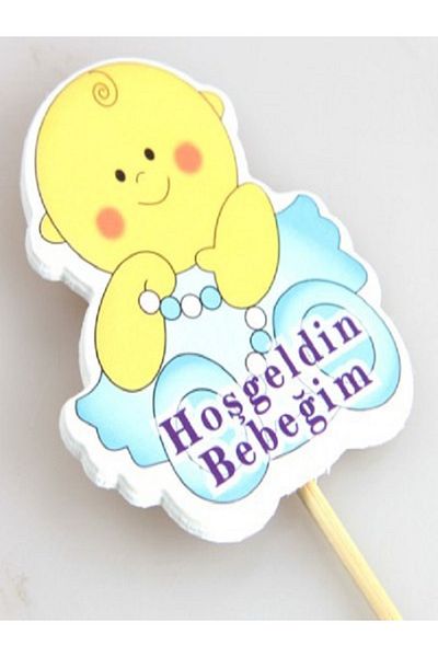 Kazanabil WELCOME BABY BABY CANDY STICK ORNAMENT 10 PIECES BLUE