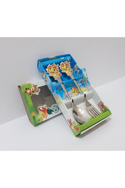 renkli çiçekler Bebek Çocuk İçin Paslanmaz Çelik Karikatür Dekorlu Kaşık Çatal