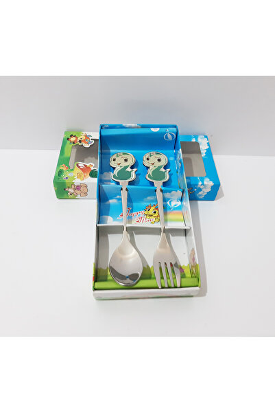 renkli çiçekler Bebek Çocuk İçin Paslanmaz Çelik Karikatür Dekorlu Kaşık Çatal