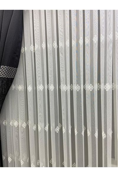Akcan Small Sprinkled Patterned Tulle Curtain Frequentest Pleat Ural