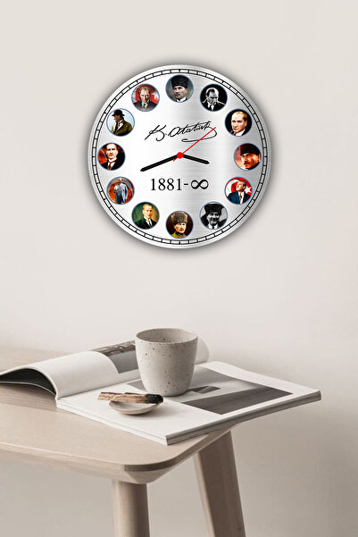 Yogi Tasarım Atatürk Resimleri Baskılı Duvar Saati