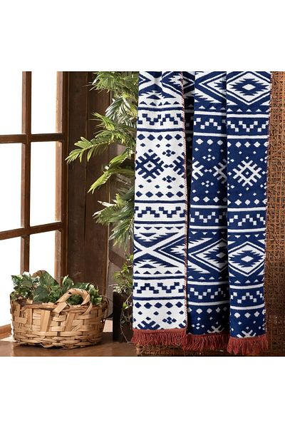 Sarev Ethno Navy Blue Double Cotton Blanket 200*220 cm