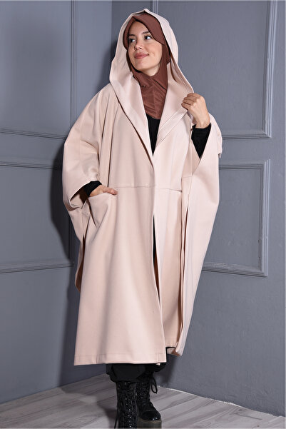 Nowa Scarf Stamp Pocket Hat Poncho Beige