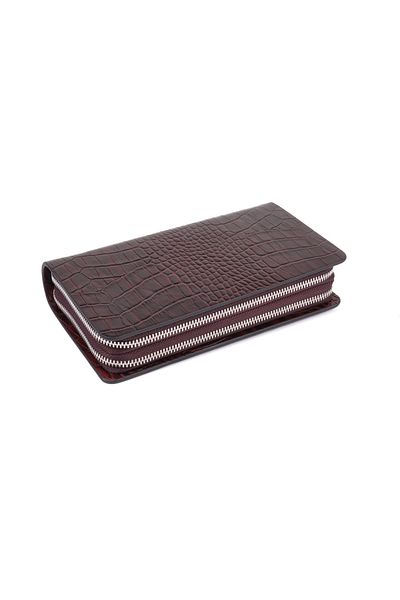 Eminsa Brown Crocodile Genuine Leather Handbag 5106
