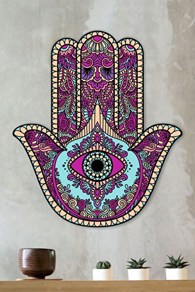 Wood Hamsa Fatma Main Fertility Hand Wall Ornament Table