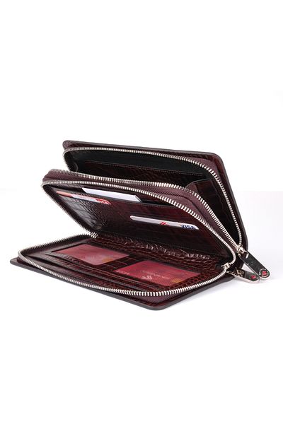 Eminsa Brown Crocodile Genuine Leather Handbag 5106