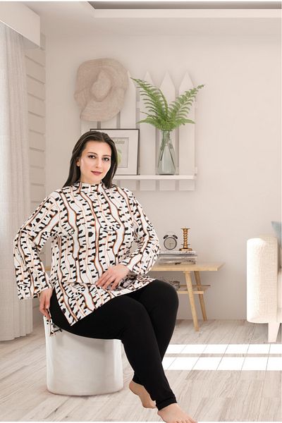 bigiyin Black and White Tights Plus Size Pajama Set Tights Tunic Pajama Set Women's Pajama Set