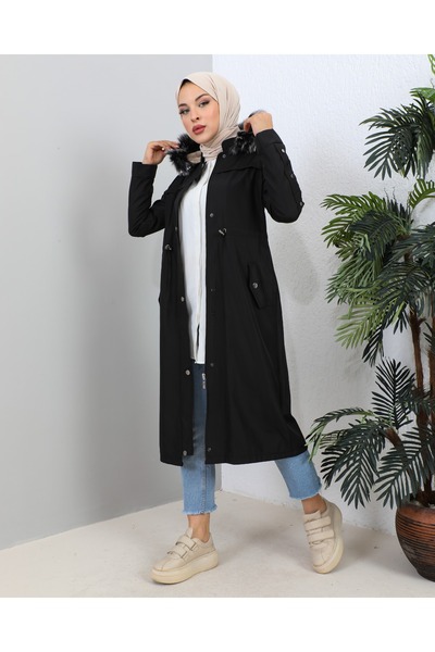 KMKkombin KMKKOMBIN ΓΥΝΑΙΚΕΙΟ BONDIT ΥΦΑΣΜΕΝΟ ΜΑΝΙΚΙ ΛΑΝΤΕΣ ΓΟΝΑΤΟ ΜΠΟΥΚΑΛΙ ΠΑΛΤΟ ΜΕ ΓΟΥΝΑ ΕΣΩΤΕΡΙΚΟ ΜΕΓΕΘΟΣ ΜΠΑΤΑΛ