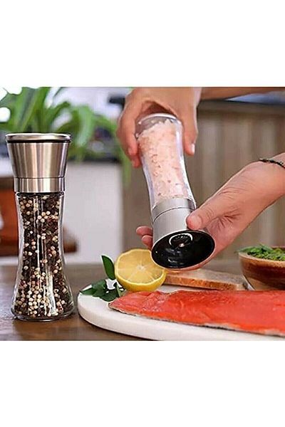 Enfa Salt and Spice Mill with Stainless Steel Head, Spice and Salt Mill with Ceramic Blade 1 Piece
