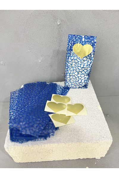 Meyofficial Blue patterned transparent gusseted package 7.5 *21 cm 25 pieces