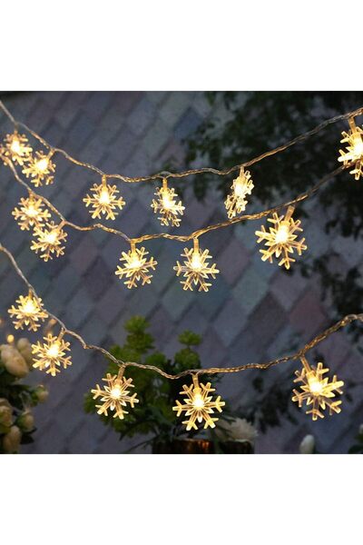 ROBEVE Kar Tanesi Led Işık Yılbaşı Aydınlatma Dekorasyon Işık Dekorasyon Aydınlatma Pilli 5 Metre Led Işık