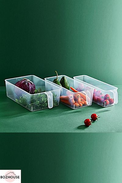 BOZHOUSE Frigo Handled Mini Refrigerator & In-Cabinet Organizer Storage Organizer 3 Pieces