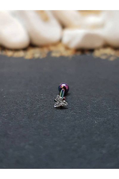 Liva 316L Surgical Steel Triangle Zircon Stone Piercing