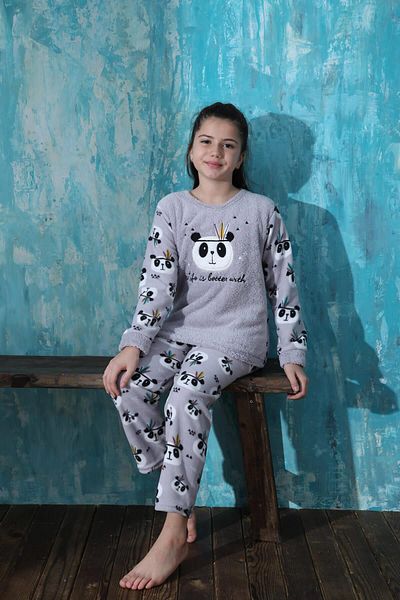Pijamaevi Plüsch-Pyjama-Set für Mädchen mit Panda-Muster von Gray Life