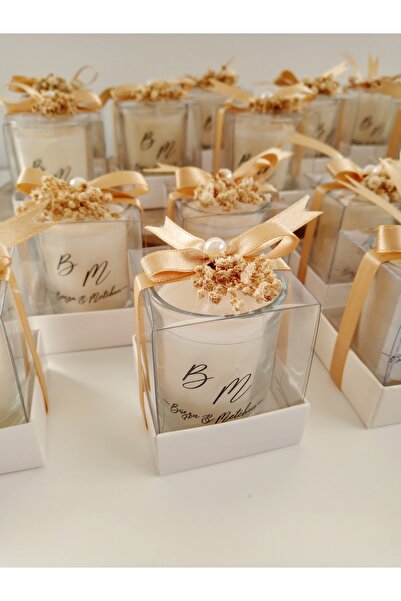 DECORA HOBİ Şık Beyaz Kutulu Cam Bardak Mum Söz, Nişan, Nikah, Kına, Düğün He...