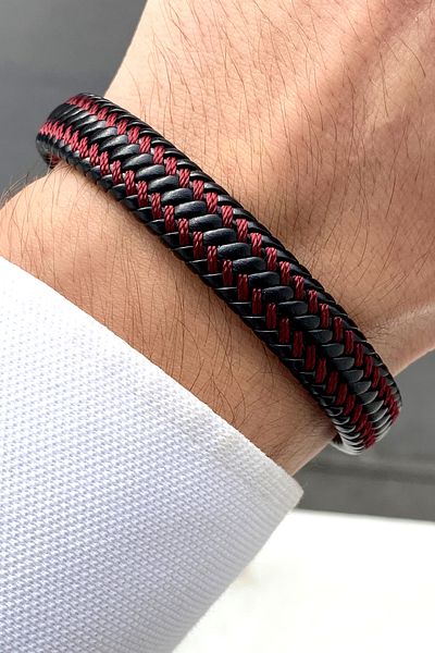 TAKIPORT Red braided men's bracelet