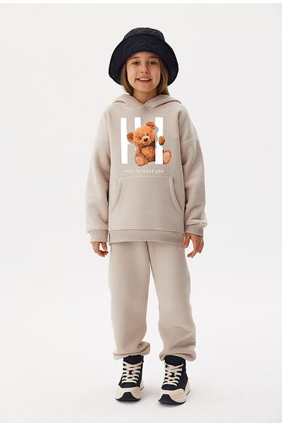 ADA BEBEK ÇOCUK Oversize Cotton Hi Teddy Bottom Top Set