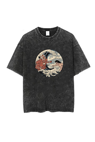 Toum KUIN  Yıkamalı Attack On Titan Art Unisex Eskitme T-shirt